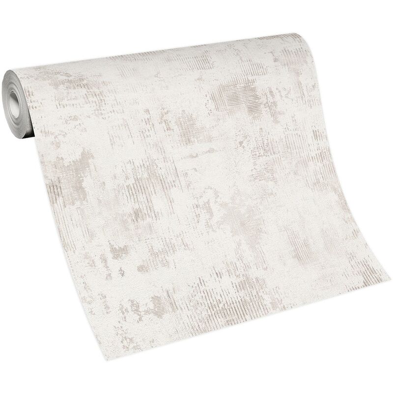 Papier peint imitation béton beige crème moderne Tapisserie tendance uni blanche idéale entrée Papier peint effet ciment pour style industriel