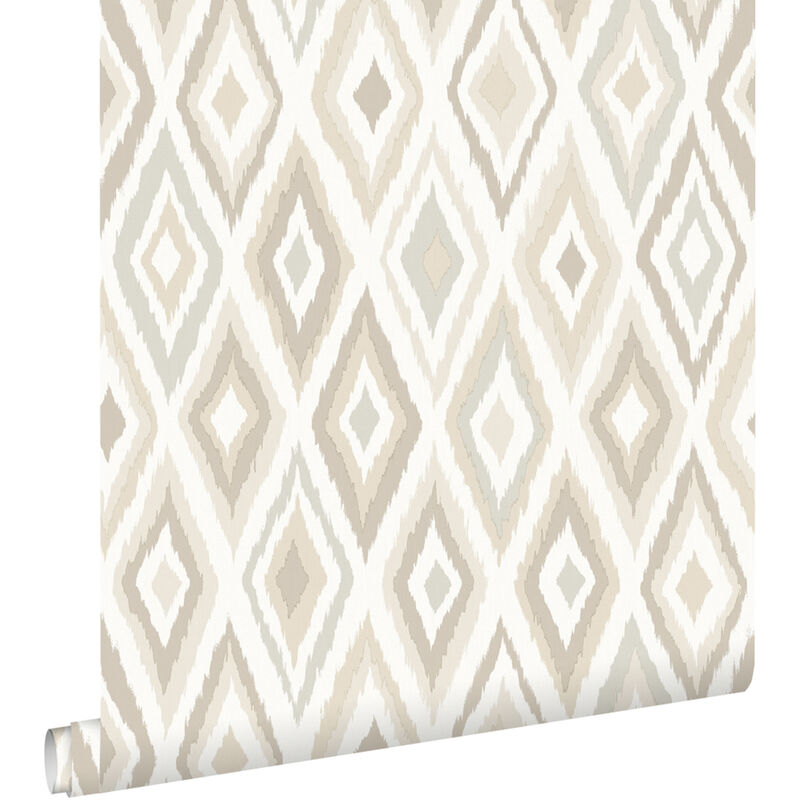 Papier peint imitation d'ikat beige Estahome