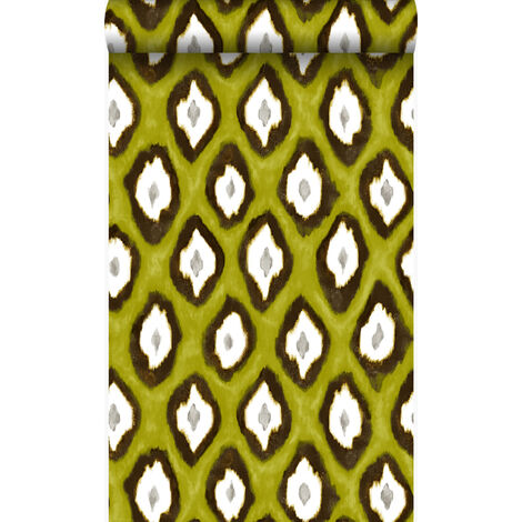 papier peint imitation d'ikat jaune ocre - Origin Wallcoverings