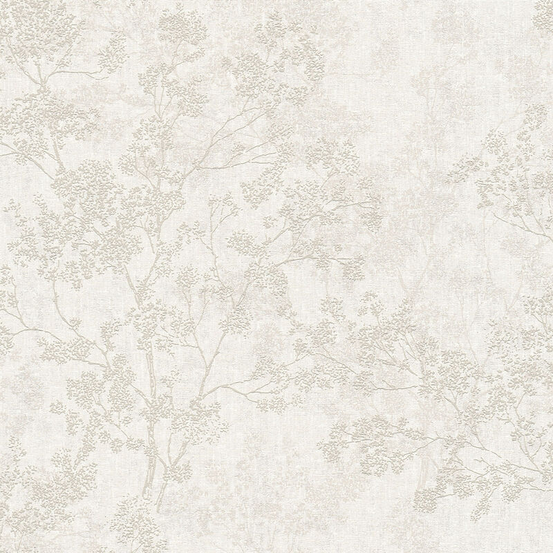 Papier peint nature crème Tapisserie à motifs d'arbres et branches style cottage pour couloir Papier peint floral idéal chambre