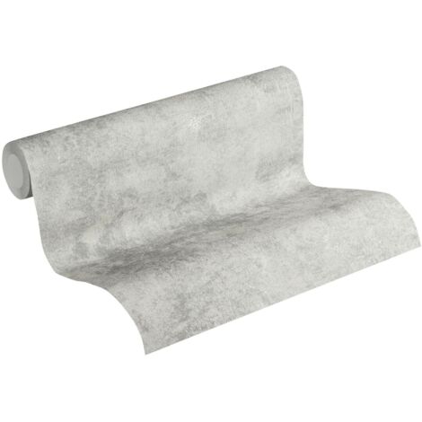 Papier peint industriel gris effet ciment Tapisserie moderne grise imitation béton Papier peint uni gris argenté pour bureau