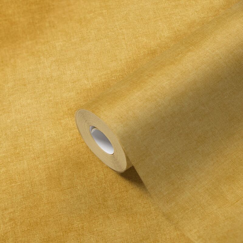 Papier peint intissé uni pour salon Tapisserie jaune pour chambre adulte & couloir Papier peint jaune idéal pour bureau