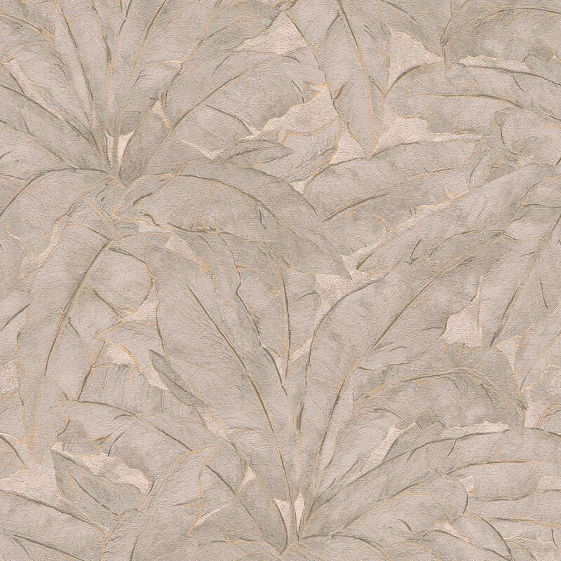 Papier peint jungle Papier peint tropical Papier peint exotique Papier peint intissé Beige Gris Métallique 369275