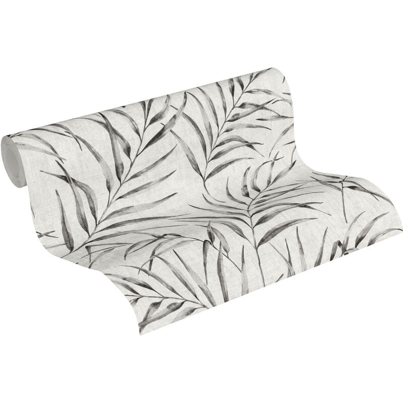 A.s.creations - papier peint feuilles tropicales gris et beige - a.s. Création