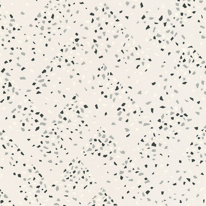 A.s.creations - Papier peint confetti blanc gris noir Papier peint non-tissé scandinave en effet terrazzo moderne Papier peint mural