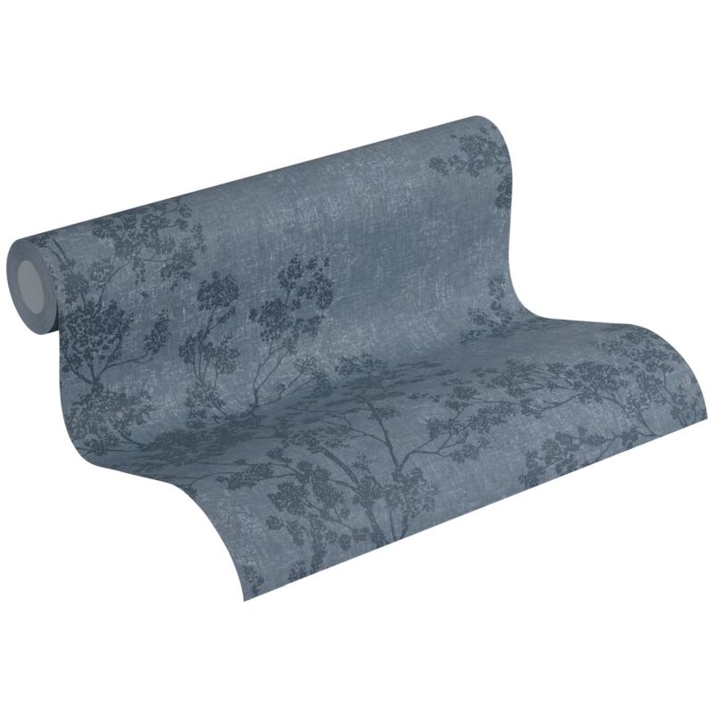 Papier peint nature bleu pétrole style cottage Tapisserie à motifs d'arbres et branches pour cuisine Papier peint floral idéal salle de bains