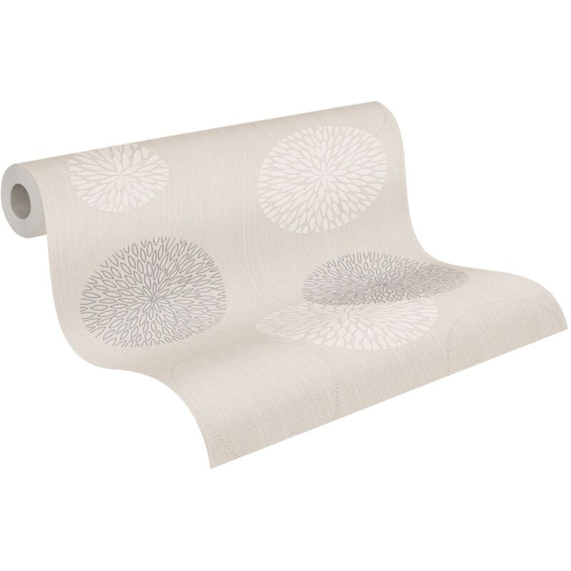 Papier peint floral motif graphique Tapisserie beige crème originale idéal pour cuisine Papier peint moderne pour chambre