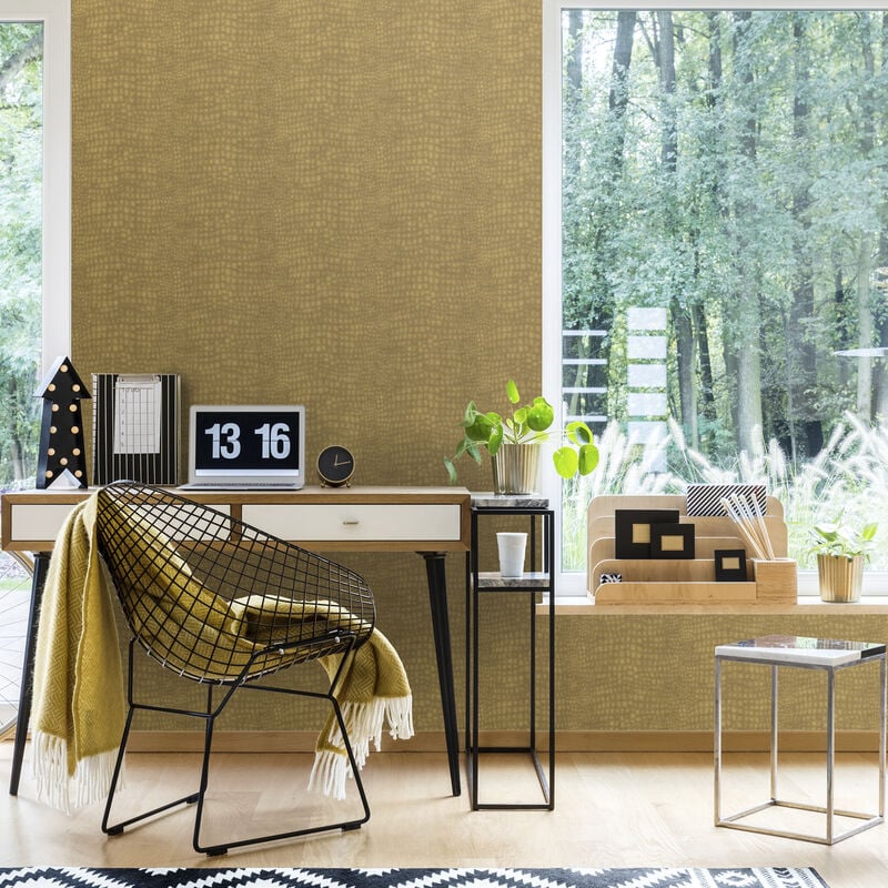 Papier peint intissé Crocodile 1005 x 52cm Ocre