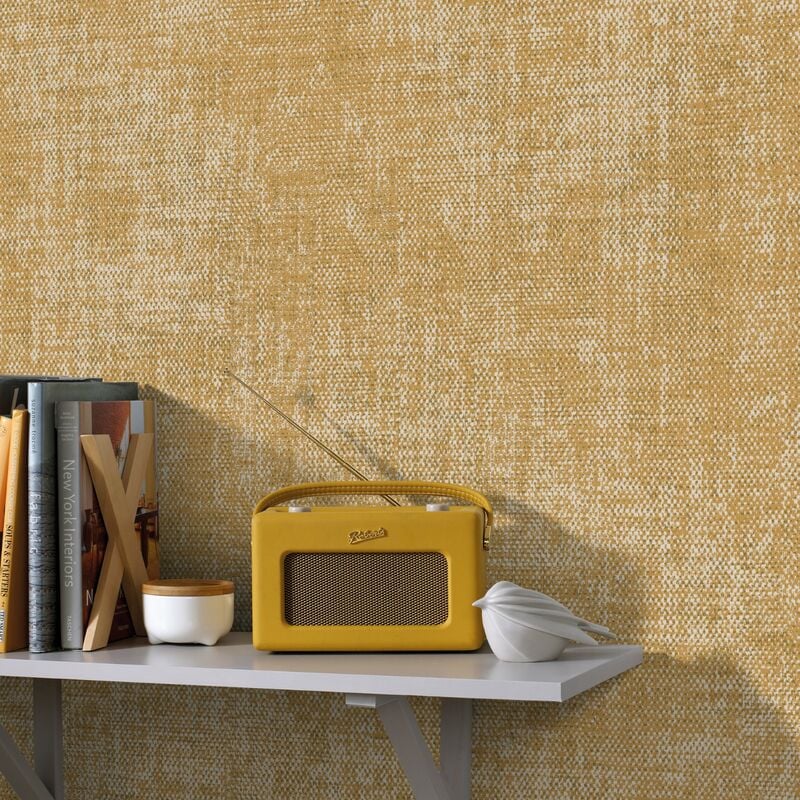 Papier peint intissé Effet tissu Zara 1005 x 52cm Ocre