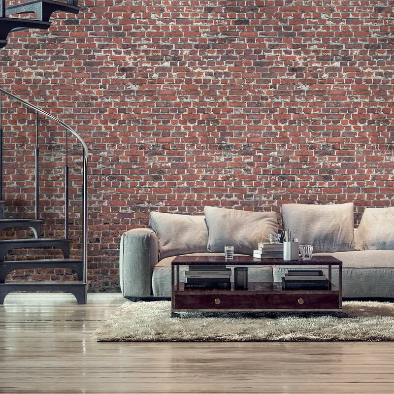 Hxadeco - Papier peint intissé mur de briques 159x280cm