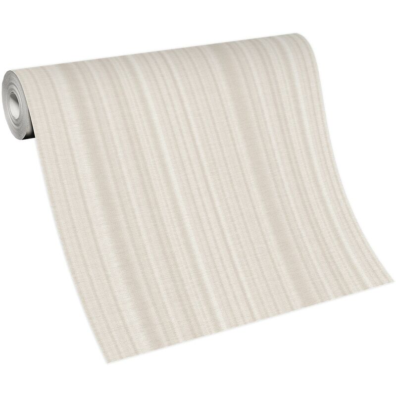 Papier peint intissé rayé beige chambre à coucher | Tapisserie beige crème à rayures salon | Papier peint crème vinyle couloir & entrée