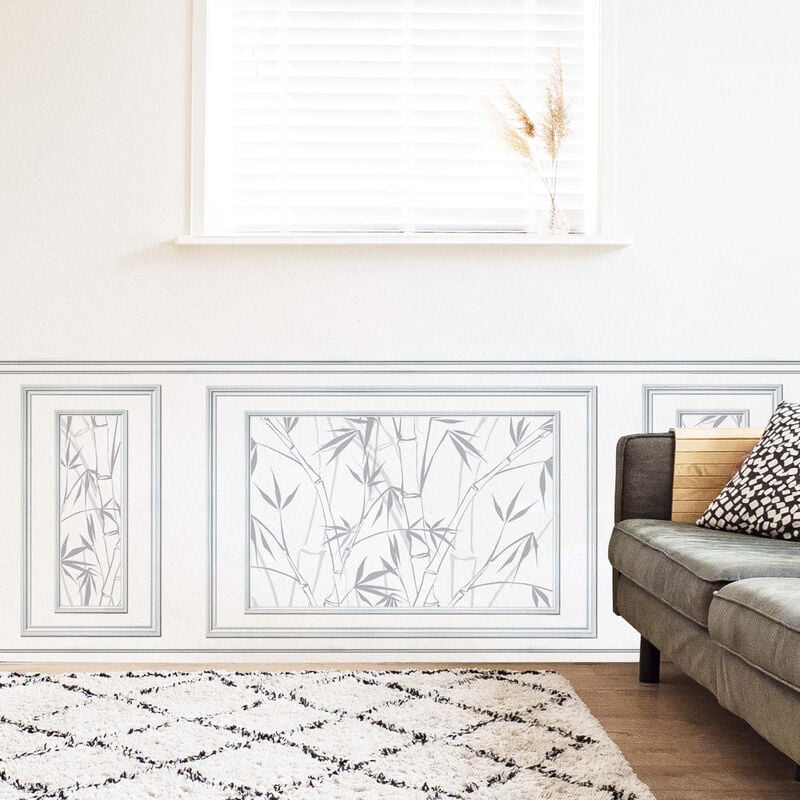 Papier peint intissé boiseries imitation forêt de bambou, décor unique, 75 cm x 200 cm