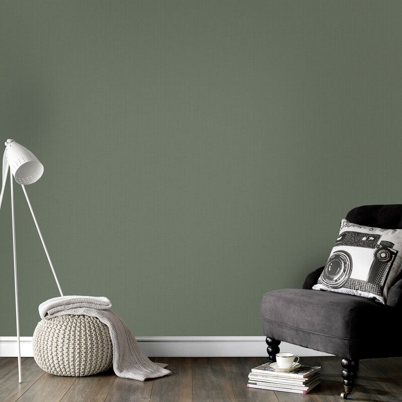 Papier peint intissé Textile 1005 x 52cm Vert foncé