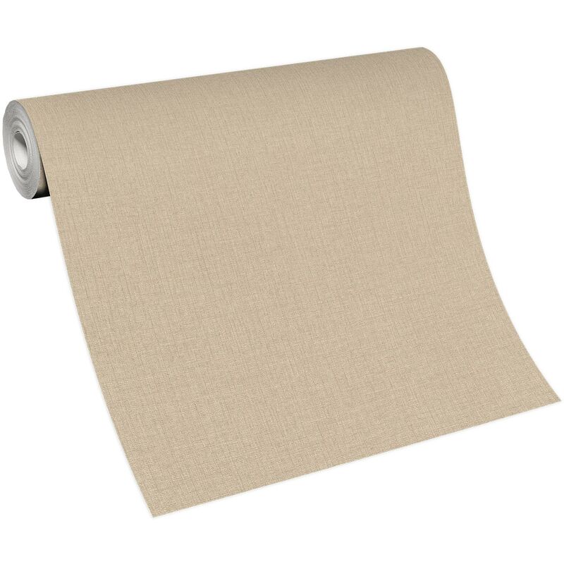 Papier peint intissé uni beige style scandinave | Tapisserie unicolore beige crème pour chambre | Papier peint scandinave idéal bureau
