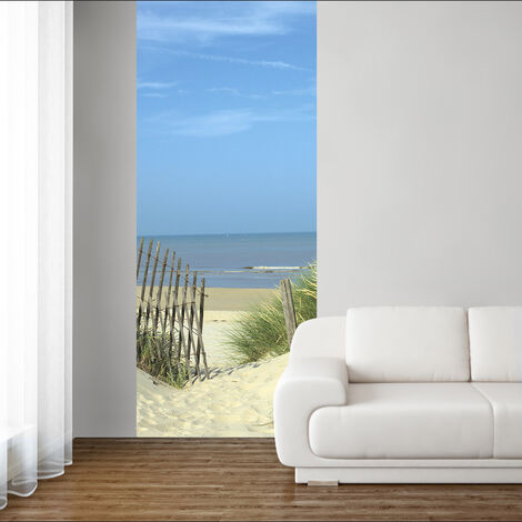 Papier peint intissé 250 cm X 96 cm, bord de mer, ciel bleu, dunes - Décorez votre intérieur avec ce magnifique papier peint - Bleu