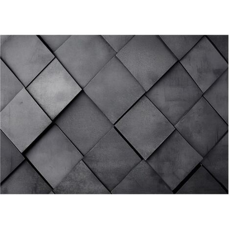 Papier peint intissé 3D géométrique gris, papier peint lavable, résistant à la lumière du soleil, papier peint abstrait – 300 x 210 cm Wallarena