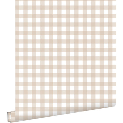 Papier peint à motif damier beige 50cm x 900cm – Intissé facile à poser – Écologique et certifié FSC – Pour chambre et bureau – Estahome