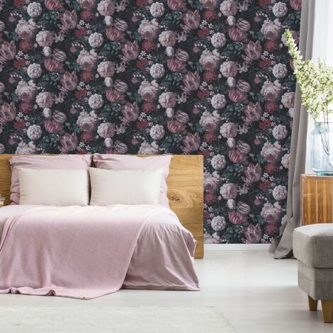 Papier peint intissé à motif floral 1005 x 52cm – Multicolore – Résistant à la lumière – Entretien facile avec éponge humide – WOW