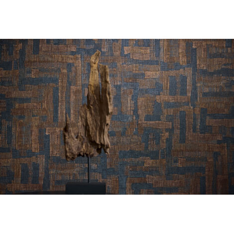 Papier peint intissé À motif Marron, Noir, Noir, Anthracite - 10,05 x 0,53 m