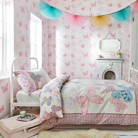 Papier peint intissé papillons 1005 x 52 cm – Rose, mauve – Résistant à la lumière – Entretien facile avec éponge humide – Superfresco Easy