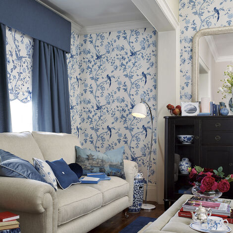 Papier peint intissé à motif fleuri – Dimensions 10m x 52cm – Raccord droit 64cm – Résistant à la lumière – Application facile sur mur – Laura Ashley