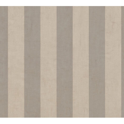 Papier peint intissé À rayures Beige, Marron, Gris - 10,05 x 0,53 m