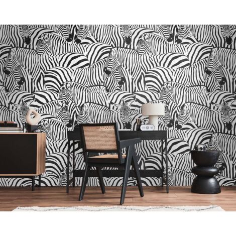 Papier peint intissé Animaux Noir, Blanc - 1,59 x 2,8 m