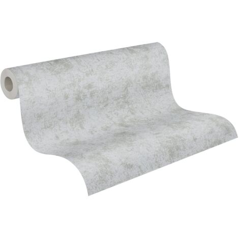 Papier peint intissé argent et gris Tapisserie moderne aspect patiné Papier peint effet métallique idéal pour chambre