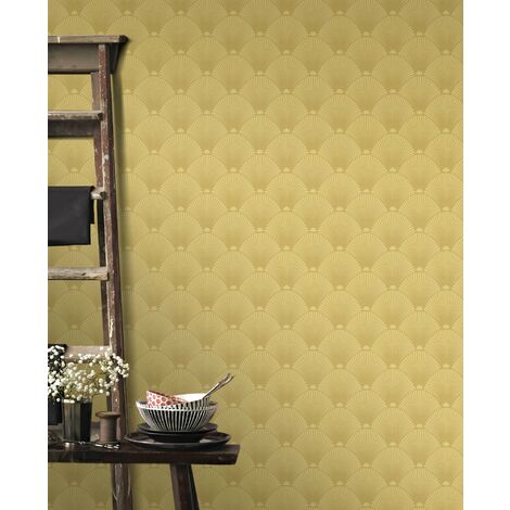 Papier peint intissé Art déco Glamour 1005 x 52cm Ocre