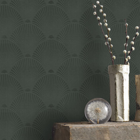 Papier peint intissé Art Déco Glamour 1005 x 52cm Vert