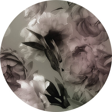 Papier peint intissé auto-adhésif rond  Thème Magie des pivoines 70 cm
