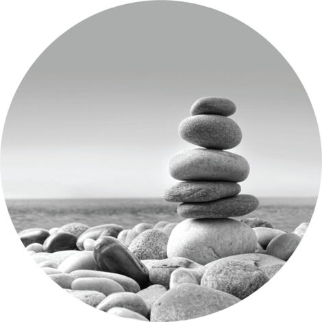Papier peint intissé auto-adhésif rond  Thème Pyramide de pierres Zen - 70 x 70 cm