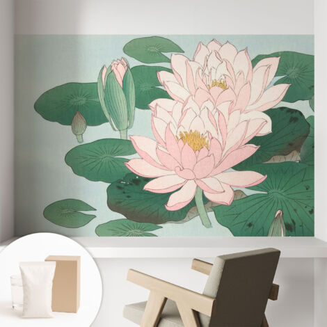 Papier peint intissé avec imprimé installation simple qualité excellente sans désordre - Colle incluse gratuite Lotus aquatique 104x70 cm
