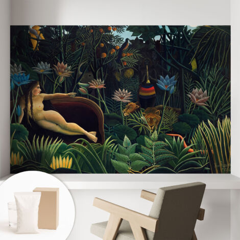 Papier peint intissé avec imprimé pour décoration intérieure pour rénovation a motif - Colle incluse gratuite Jungle exotique 104x70 cm