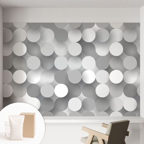 Papier peint intissé avec imprimé pour intérieur moderne application facile a motif - Colle incluse gratuite Cercles gris 152x104 cm