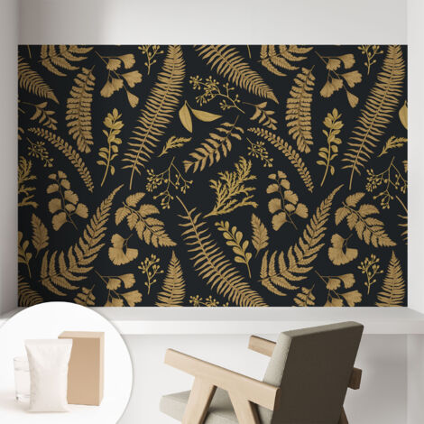Papier peint intissé avec imprimé pour intérieur moderne application facile a motif - Colle incluse gratuite Feuilles botaniques 104x70 cm