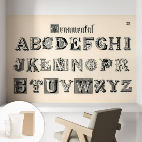 Papier peint intissé avec imprimé pour intérieur moderne application facile a motif - Colle incluse gratuite Lettres décoratives 104x70 cm