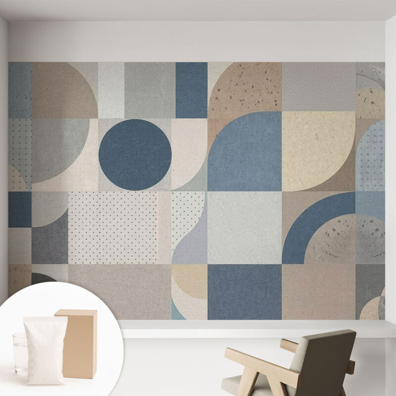 Tulup Tapete Vliestapete Mit Kleber Wandtapete Modern - Tapete Mit Motiv - Tapete Schlafzimmer Geometrisches Mosaik 152x104 Cm