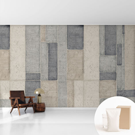 Papier peint intissé avec imprimé pour intérieur moderne application facile a motif - Colle incluse gratuite Mosaïque géométrique 416x254 cm