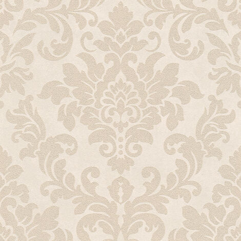 BRICOFLOR Papier peint intissé baroque beige crème Tapisserie beige baroque idéale salon Papier peint élégant idéal chambre adulte