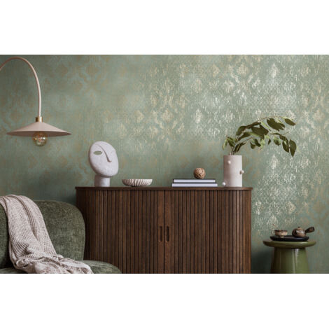 Papier peint intissé Baroque Vert - 10,05 x 0,53 m