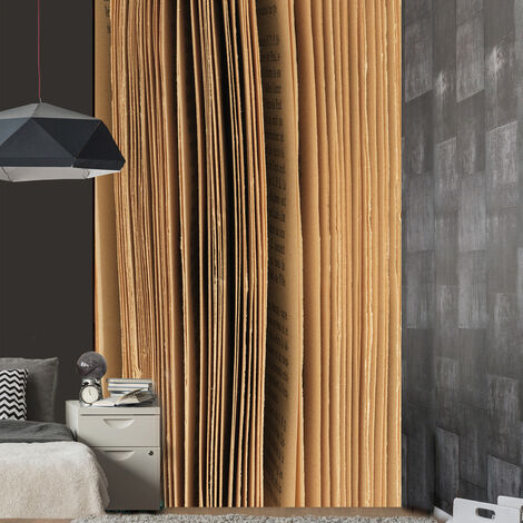 Papier peint intissé bibliothèque ancienne, 250 cm X 150 cm, livre ouvert, découvrez l'histoire Achetez votre papier peint intissé, décoration unique - Marron