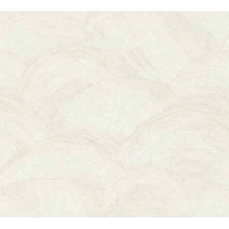 Papier peint intissé blanc avec un motif de vagues moderne Papier peint brillant peint en crème