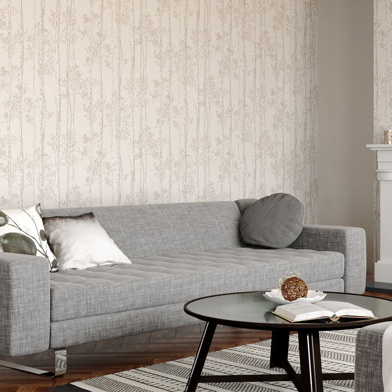 Papier peint intissé Silhouettes de Branches 1005 x 52cm Beige