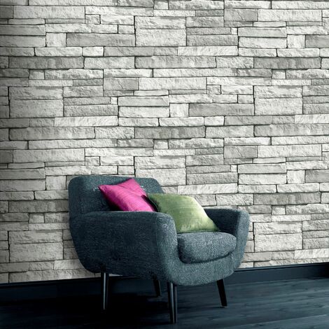 Papier peint intissé pour salon – Briques claires grainé 1005 x 52 cm – Résistant à la lumière – Entretien facile avec éponge humide – Superfresco Easy