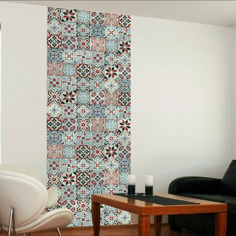 Papier peint intissé carreaux de ciment bordeaux et gris, style industriel chic, 94 cm X 250 cm, décor unique et élégant.