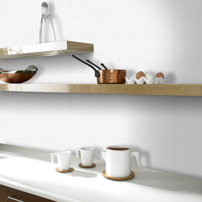 Papier peint intissé Carrera Gaufré Lignes Double largeur 2500 x 104cm Blanc