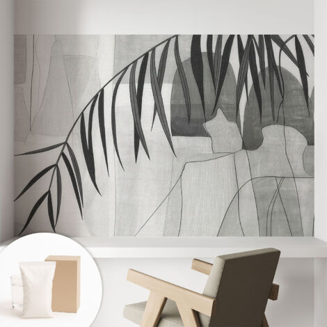 Papier peint intissé classique moderne pour salon et chambre à coucher Décoration rapide avec colle Palmier abstrait 104x70 cm