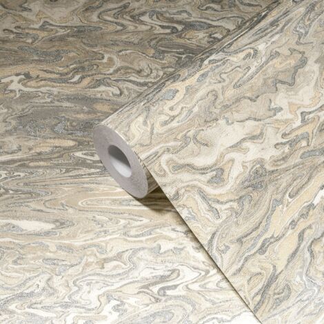 Papier peint intissé crème et beige Tapisserie aspect béton marbre Papier peint luxe idéal pour salon et bureau