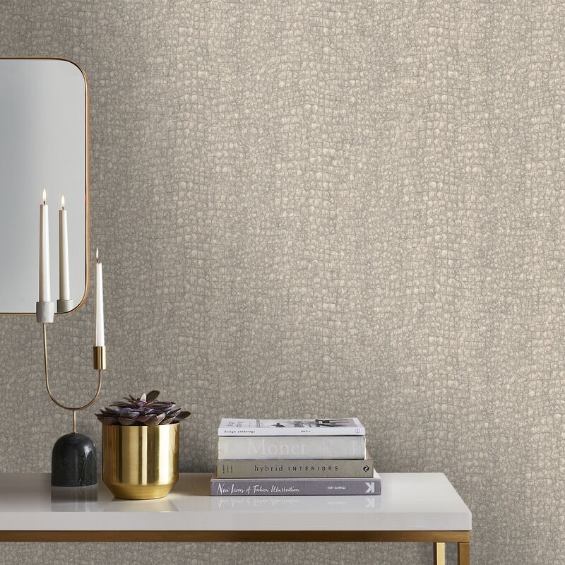 Papier peint intissé Croco 1005 x 52cm Taupe